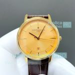 Swiss Cloning Vacheron Constantin Patrimony 40mm Gold Dial Watch with Leather Strap 